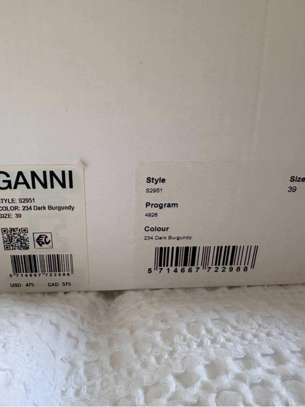 NIB - GANNI Burgundy Snake Buckle Ballerina Flat - Size 39 - Picture 6 of 9